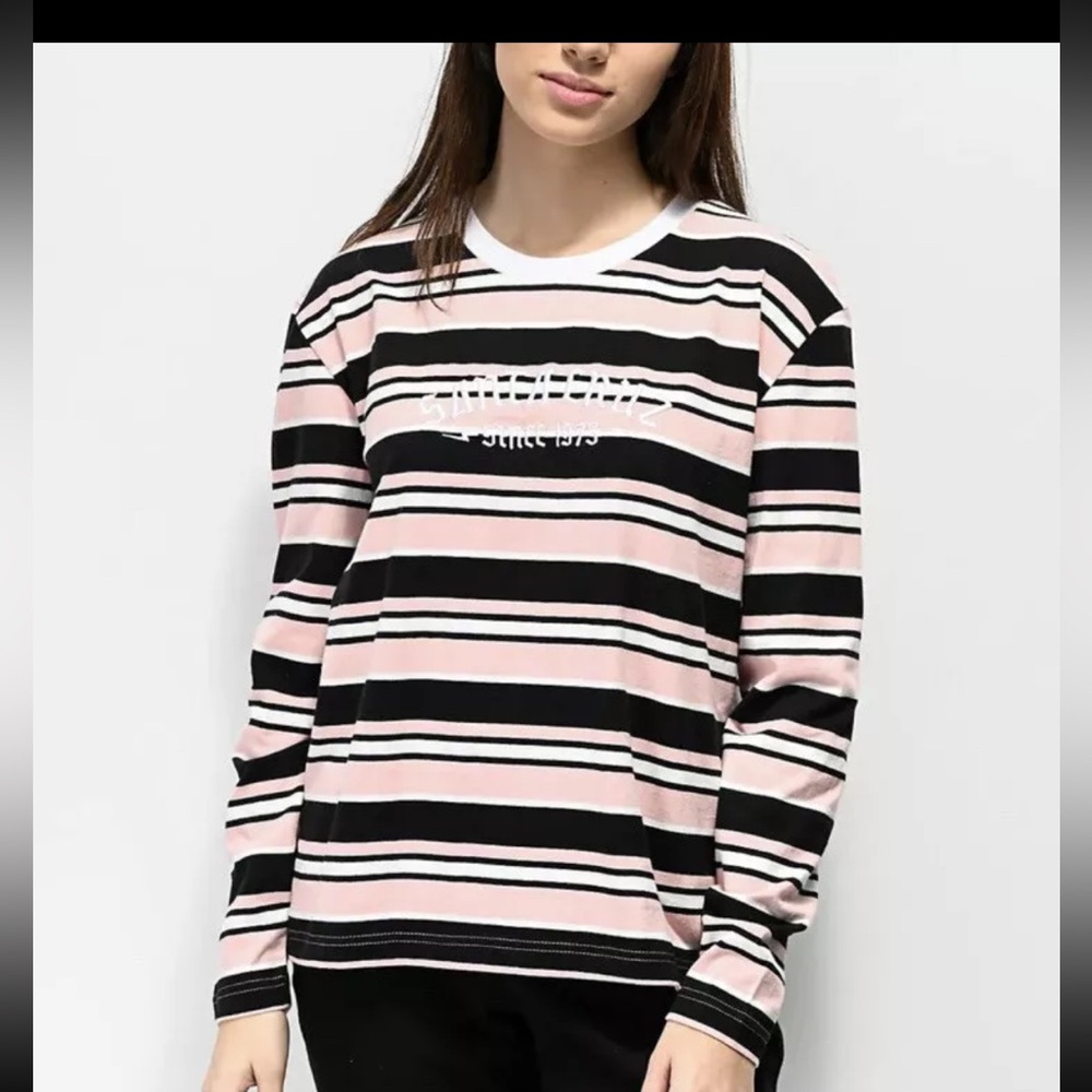 Santa Cruz Original 1973 pink striped long sleeve tee tshirt size XS